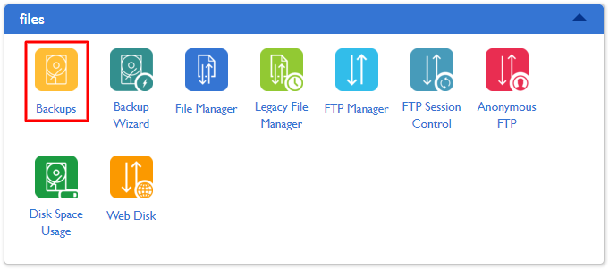 Files section - Backup option