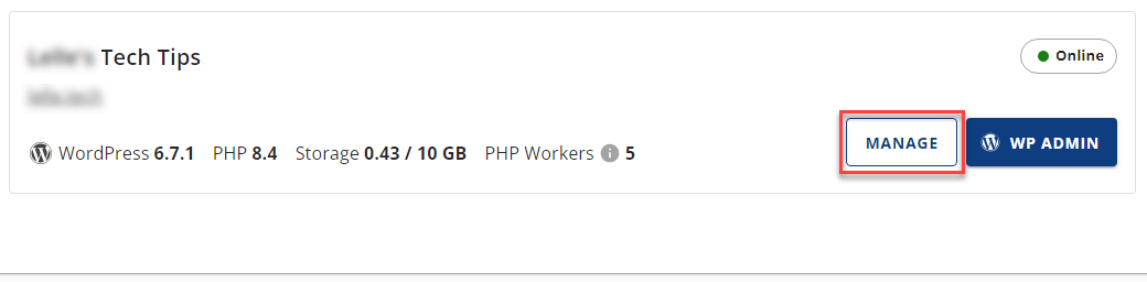 Manage Button