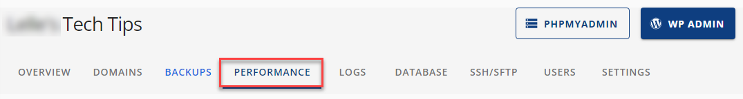 PERFORMANCE tab