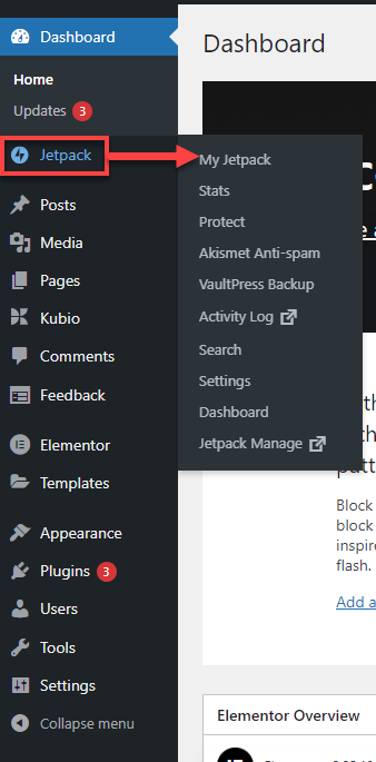 Bluehost WordPress Dashboard - Jetpack MyJetpack