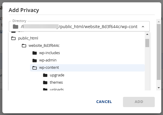 Add Privacy drop-down menu