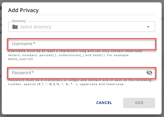 Username and Password