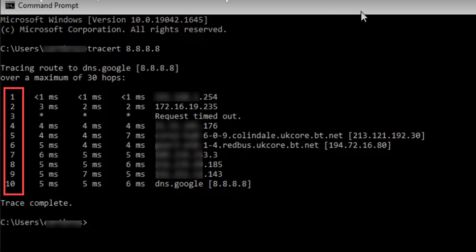 Network hops