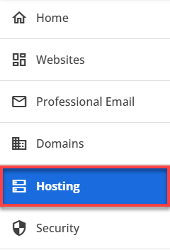 Bluehost Hosting Menu