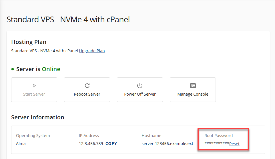 Bluehost Hosting VPS Root Password