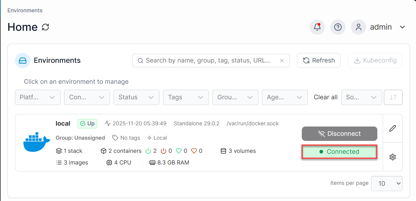 BH Self-Managed VPS Portainer Conncted Environment