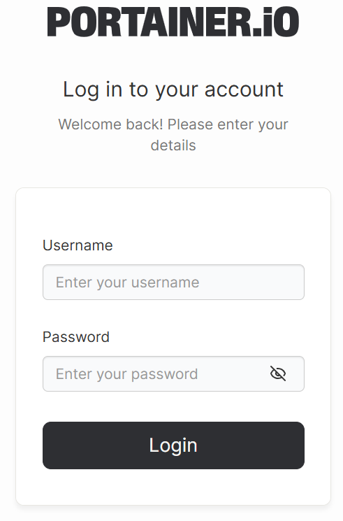 BH Self-Managed VPS Portainer Login Page
