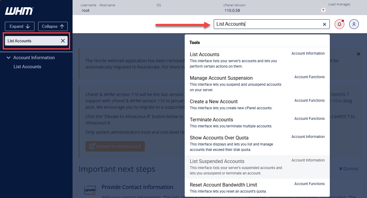 BH WHm Search Options