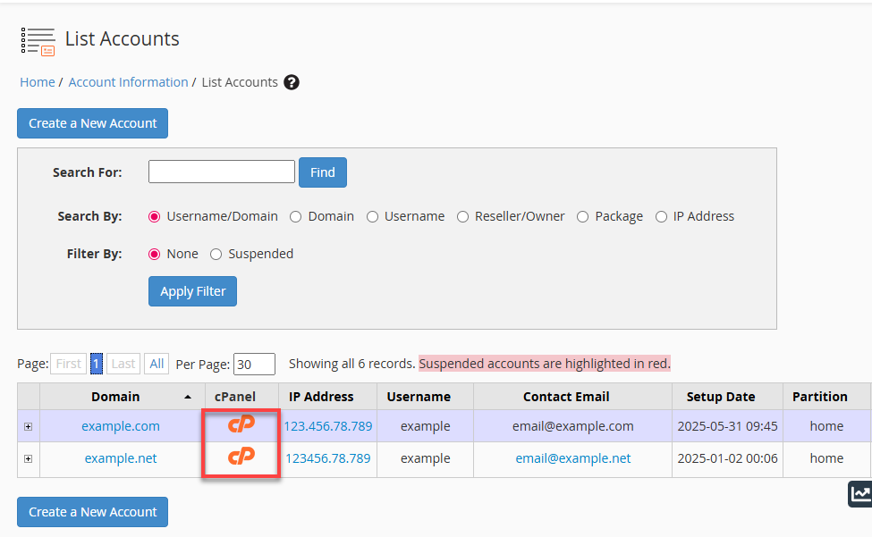 BH WHm Select cPanel