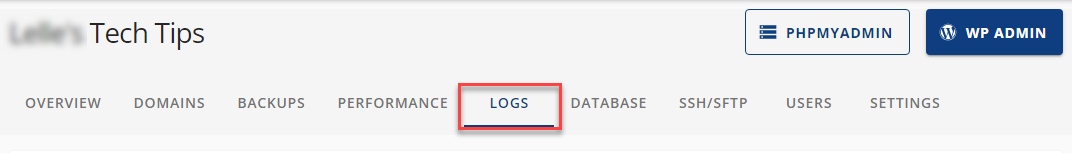LOGS tab