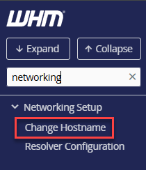 WHM - Networking Setup - Change Hostname