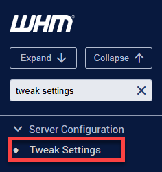 WHM - Tweak Settings