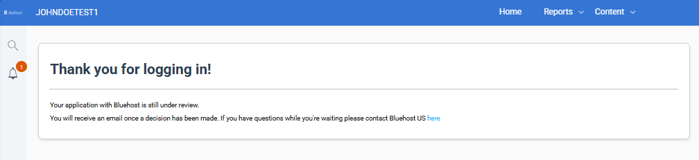 Bluehost Partner Program Page Successful Login Up button
