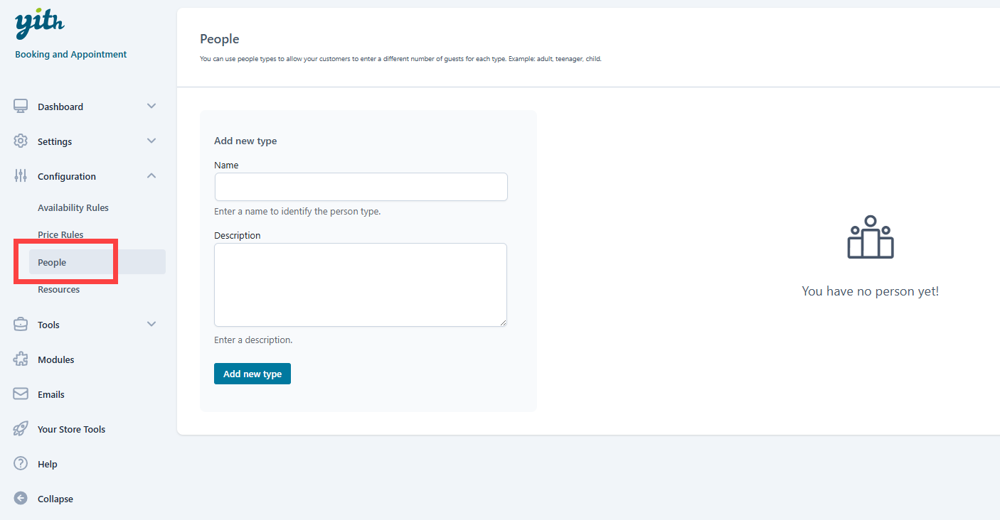 Yith - Set Up People Types