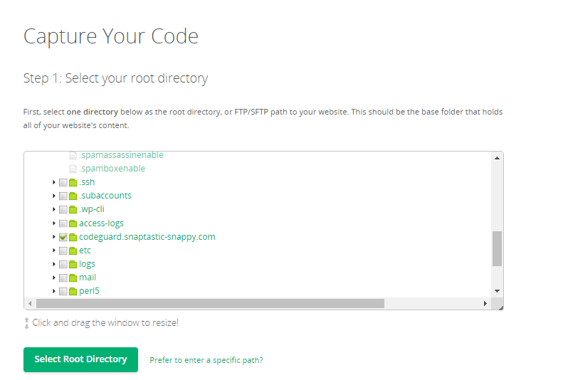 choosing root directory