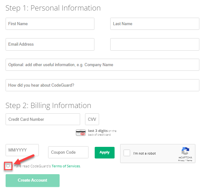 CodeGuard Sign-up Form