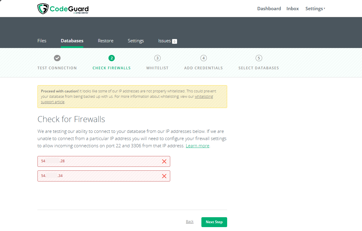 Select Folder and Begin First Backup Firewall