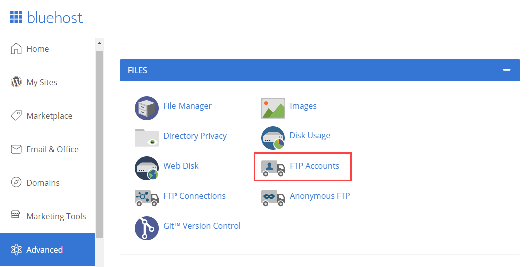 How To Create An Ftp Account | Bluehost Support