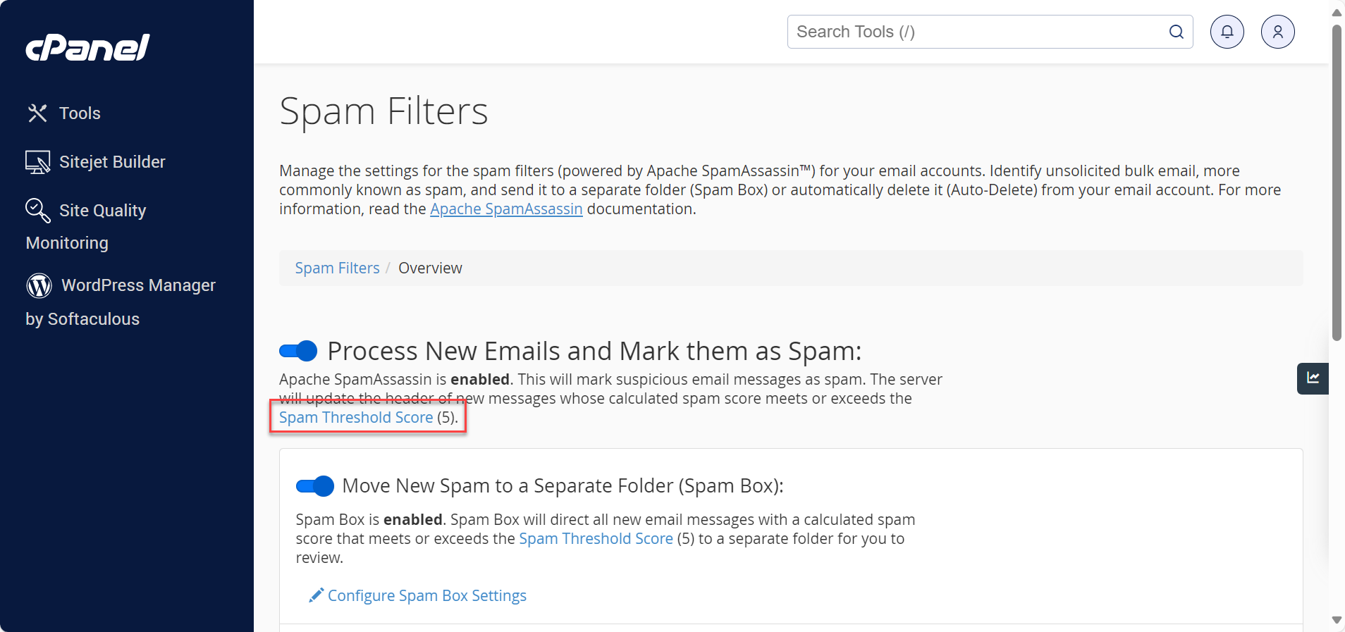 Spam Threshold Score