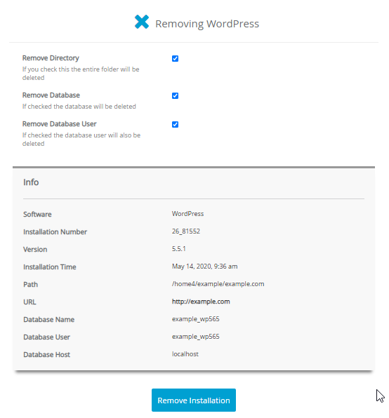 Bluehost cPanel Software Installation Confirmation