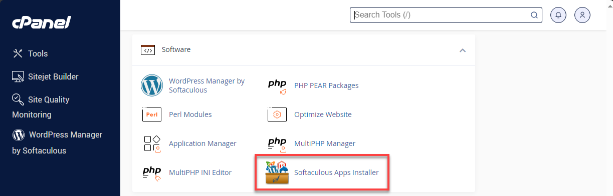 Bluehost cPanel Software Section
