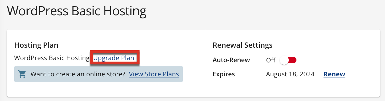 Upgrade Plan Link