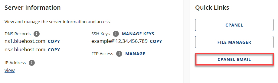 Bluehost Account Manager Single Hosting cPanel Email