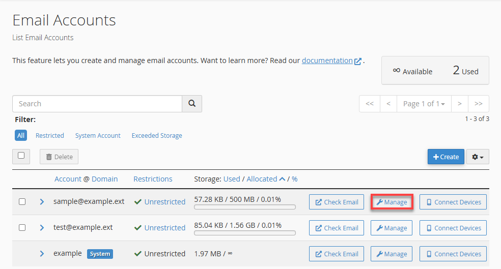 Bluehost Change Quota Email Accounts Field