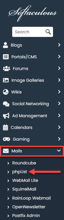 cPanel - Softaculous Apps Installer Mails phpList
