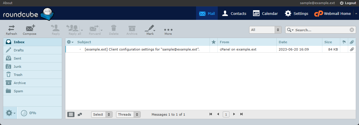 Bluehost Roundcube Interface