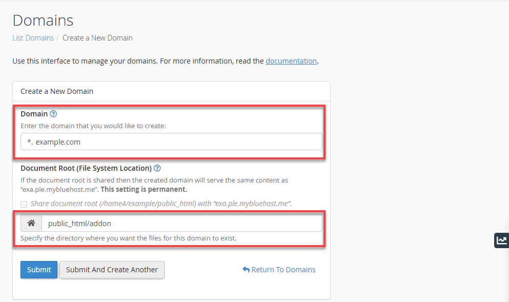 BH 
cPanel Create Wildcard Subdomain
