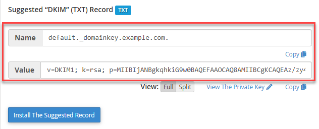 suggested dkim record