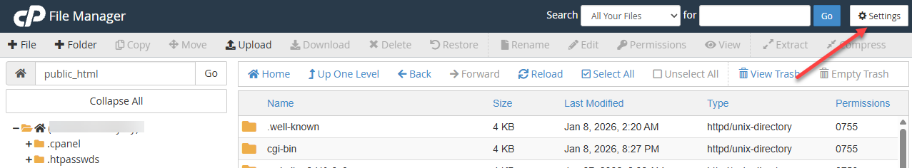 File Manager - Settings