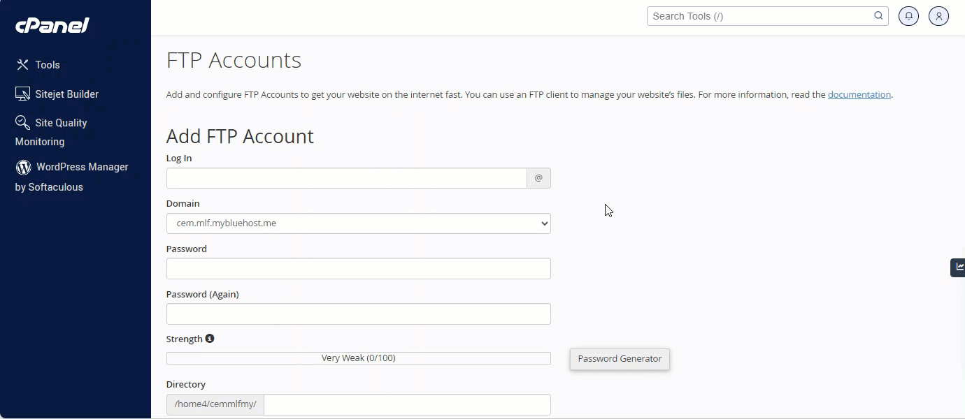 cPanel - FTP Settings
