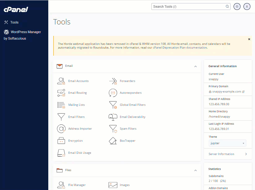 Bluehost cPanel - Jupiter theme
