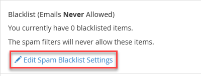 Edit Spam Blacklist Settings