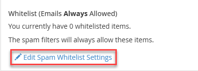 Edit Spam Whitelist Settings