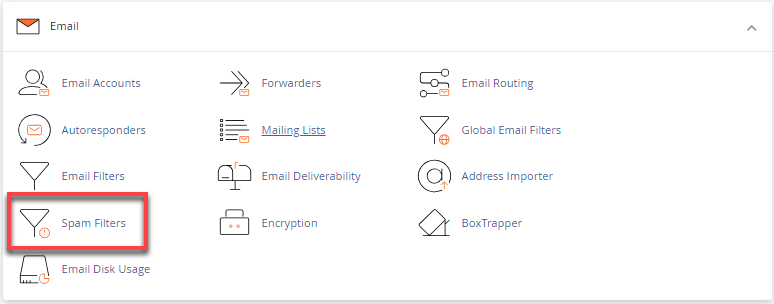 Bluehost cPanel Spam Filters