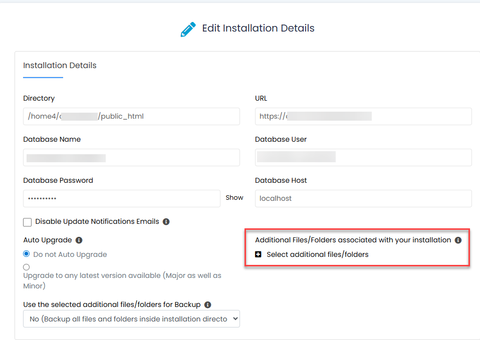 Softaculous - Expand Select Additional Files/Folders