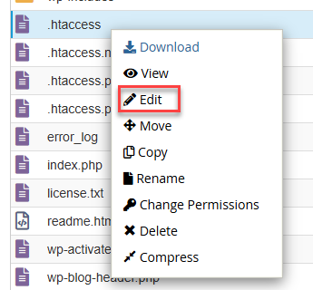 Bluehost - cPanel - File Manager - .htaccess File - Edit