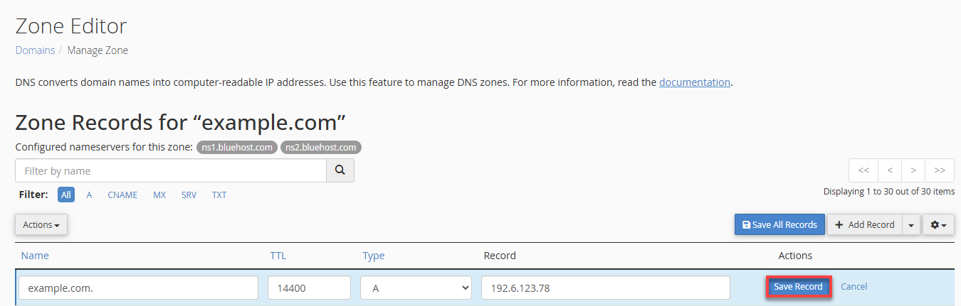 Zone Editor Save Record