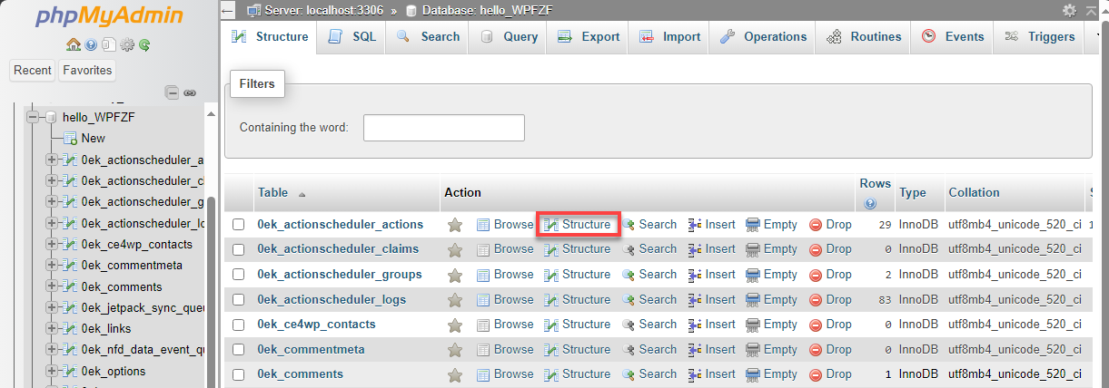Modifying Table Columns in phpMyAdmin