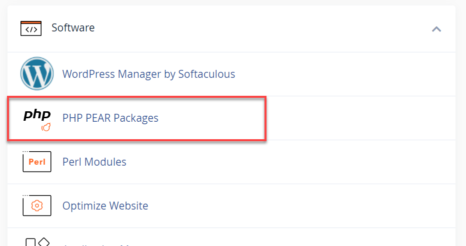 PHP PEAR Packages option