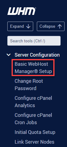 Basic WebHost Manager Setup