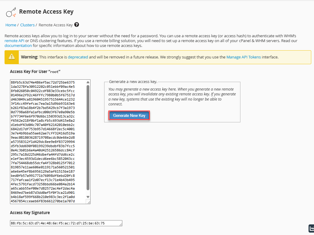 Bluehost Generate New Key