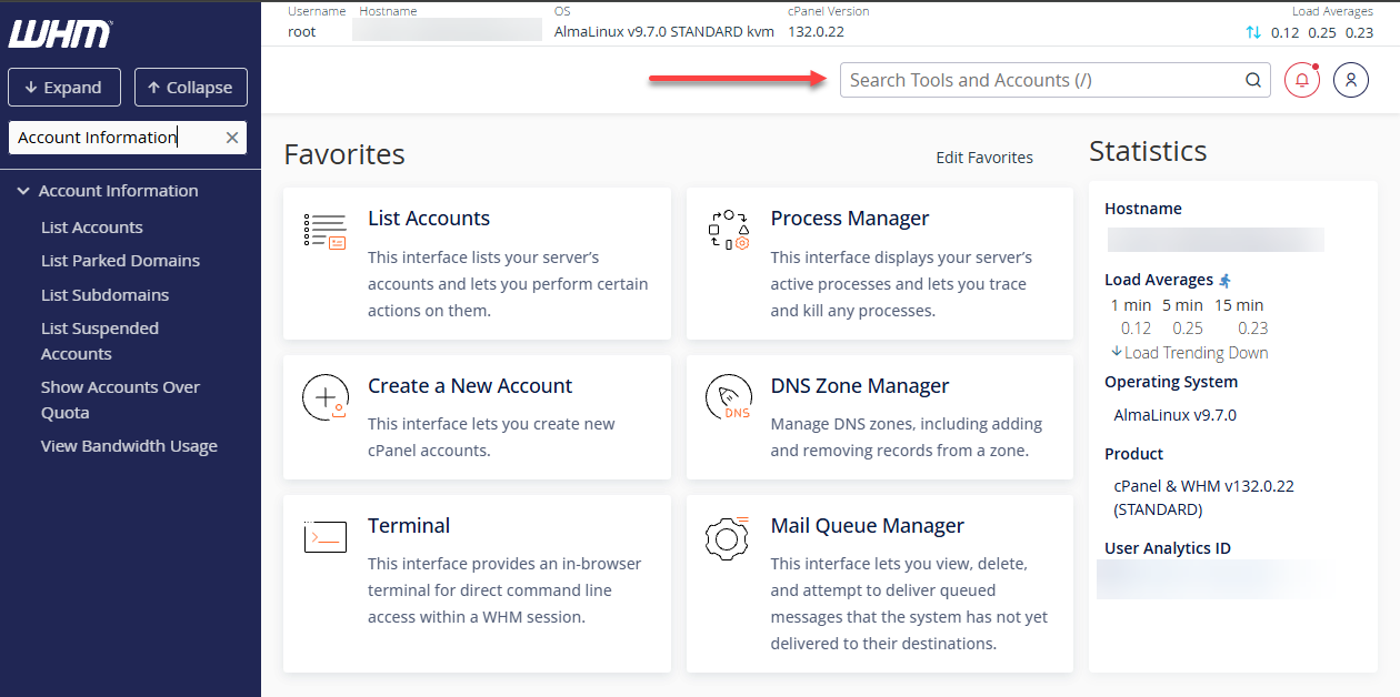 Bluehost - WHM Search Tool