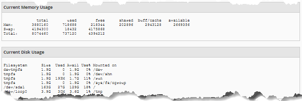WHM - Server Information - Disk Info