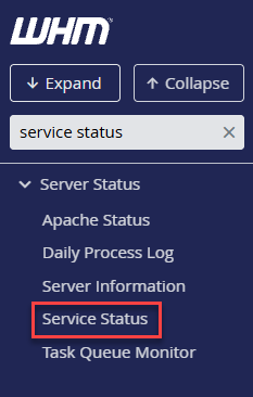 WHM - Server Status - Service Status