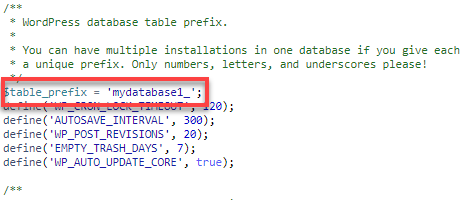 Table Prefix