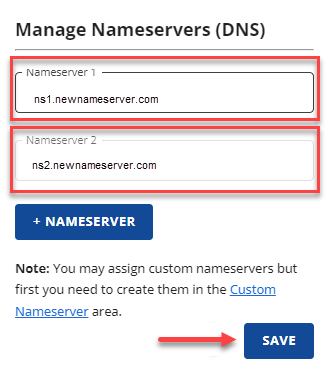 Save Name Servers change